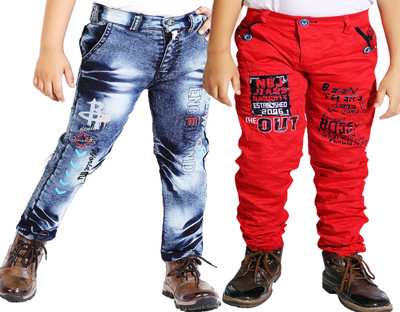 AD & AV Regular Boys Blue, Red Jeans(Pack of 2)