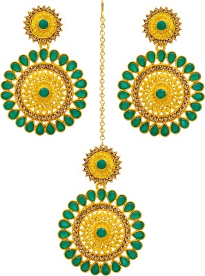 R A Enterprises Alloy Gold-plated Green, Gold Jewellery Set(Pack of 1)