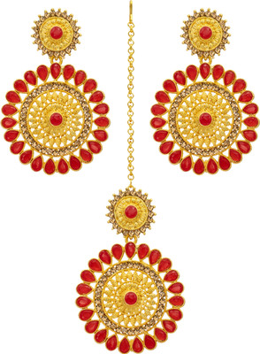 R A Enterprises Alloy Gold-plated Maroon Jewellery Set(Pack of 1)