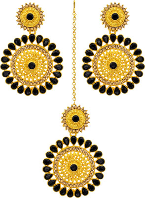 R A Enterprises Alloy Gold-plated Black Jewellery Set(Pack of 1)