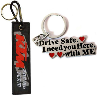 Meeko.com Ktm Racing Team cloth with Drive safe metal bike key chain Key Chain