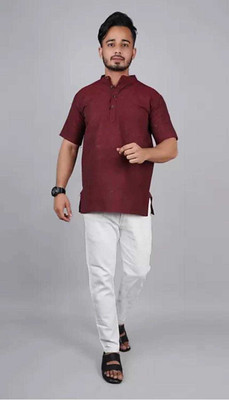 Latest Chikan Men Solid Straight Kurta(Maroon)
