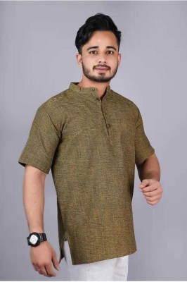 Latest Plus Men Solid Straight Kurta(Light Green)