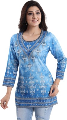 Meher Impex Casual Printed Women Light Blue, White Top