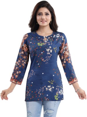 Meher Impex Casual Printed Women Dark Blue Top