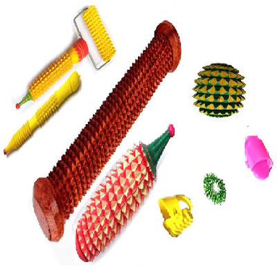 Vigeeyan VG- 44003 Wooden foot and Hands roller massager Combo Kit/Stress relief/accupressure/acupuncture Massager(Multicolor)