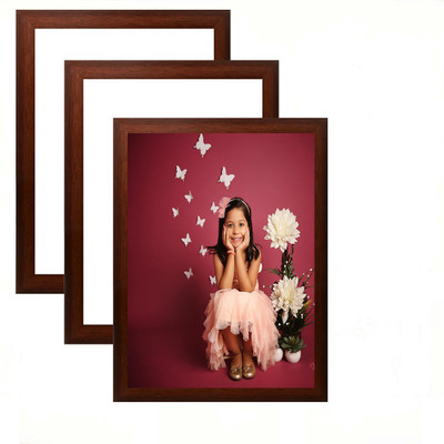 SJM ENTERPRISES Wood Wall Photo Frame(Brown, 3 Photo(s), A-4)