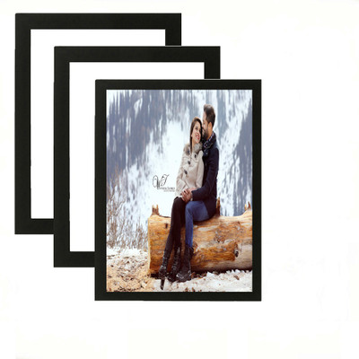 SJM ENTERPRISES Wood Wall Photo Frame(Black, 3 Photo(s), A-4)