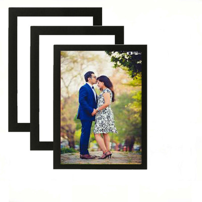 SJM ENTERPRISES Wood Wall Photo Frame(Black, 3 Photo(s), A-4)