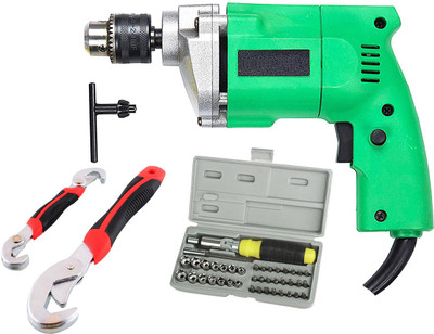Shopper52 10mm Powerful Electric Drill Machine with 41 Pcs Tool Kit Screwdriver and Snap N Grip Wrench Set - DRL41SNP DRL41SNP-N Angle Drill(10 mm Chuck Size)