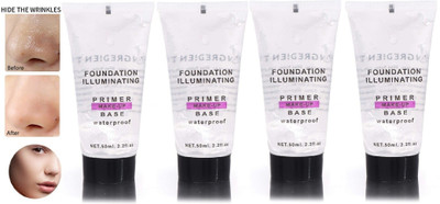 MYEONG PERFECT MAKEUP BASE GEL WATER PROOF PRIMER COMBO OF 4 Primer  - 200 ml(TRANSAPARENT)