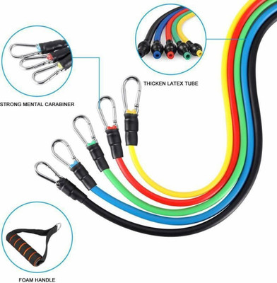 Sheling 11 Piece Gym Power Resistance Band Set for Workout (pr46) Resistance Tube(Multicolor)