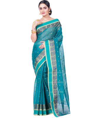 GitAsit Self Design, Woven Tant Pure Cotton Saree(Light Green)
