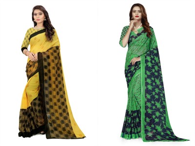 THE PRIVATE LABLE Printed Bollywood Georgette Saree(Pack of 2, Multicolor)