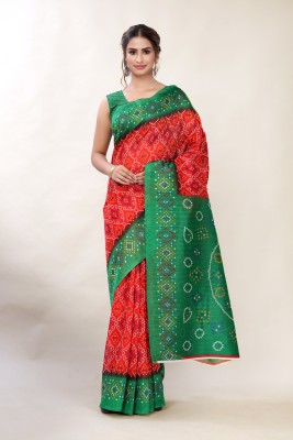 Varanga Printed Bandhani Pure Silk Saree(Red)