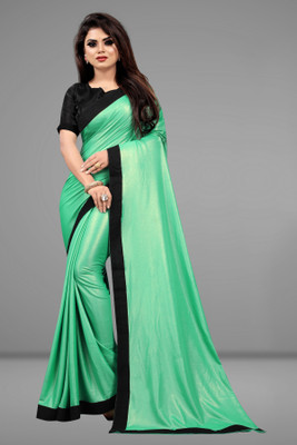 monoria Solid/Plain Bollywood Lycra Blend Saree(Light Green)