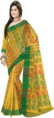 Pradip Fabrics Woven Tant Cotton Blend Saree(Yellow)