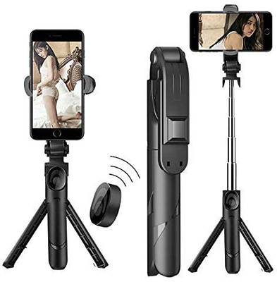 Paramits 3-in-1 Multifunctional Extendable Bluetooth Selfie Stick Tripod with Detachable Wireless Remote Bluetooth Selfie Stick(Black, Remote Included)
