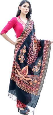 Radha Madhav Enterprise Wool Embroidered Women Shawl(Multicolor)