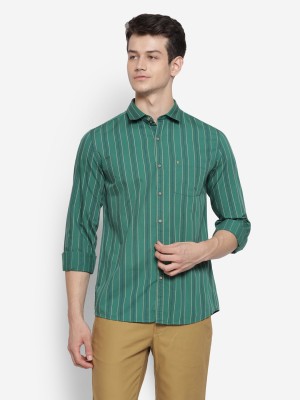 TURTLE Men Striped Casual Green Shirt