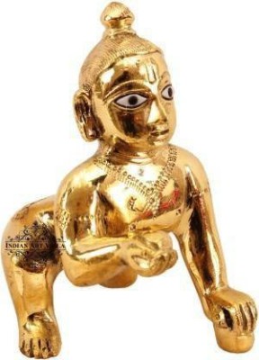 SRKV decor club 1 NO Pure Brass Idol/Petal Murti of Laddu Gopal Ji, Bal Gopal Ji, Thakur Ji or Sitting Krishna Ji Statue Decorative Showpiece - 4 cm (Brass, Gold) Decorative Showpiece  -  6 cm(Brass, Gold)