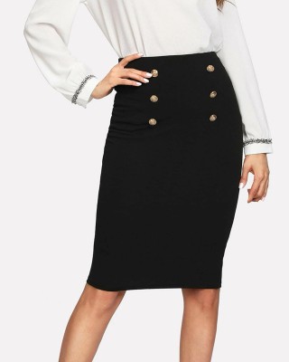 ADDYVERO Solid Women Pencil Black Skirt