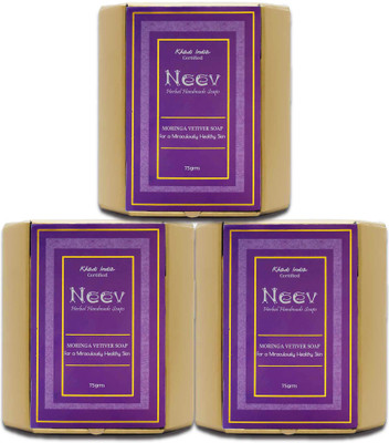 Neev Herbal Handmade Soaps Moringa Vetiver Soap (75gm) - Set of 3(3 x 100 g)