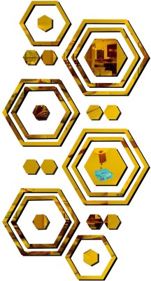 FUTURE HUB 25.4 cm 20 Shape Hexagon Golden Self Adhesive Sticker(Pack of 10)