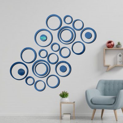 FUTURE HUB 25.4 cm 24 Rings and dots Blue Self Adhesive Sticker(Pack of 10)