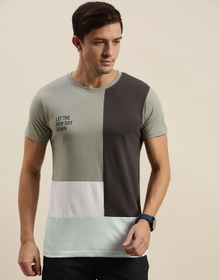 DIFFERENCE OF OPINION Colorblock Men Round Neck Grey T-Shirt