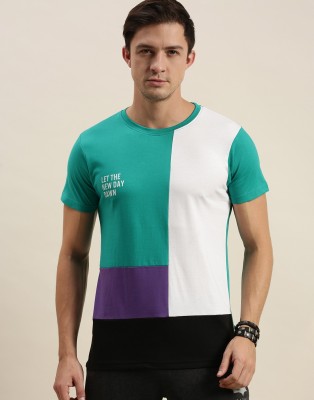 DIFFERENCE OF OPINION Colorblock Men Round Neck Green T-Shirt