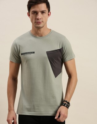 DIFFERENCE OF OPINION Solid Men Round Neck Grey T-Shirt