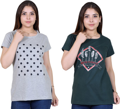 Ogarti Casual Printed Women Grey Top