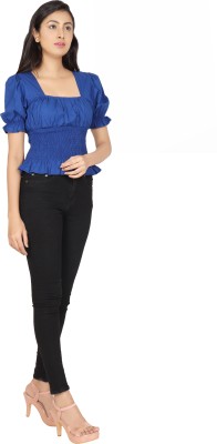 SHYAM Casual Solid Women Blue Top