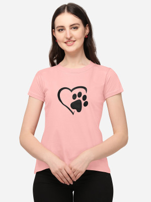 BHMG FASHION Casual Short Sleeve Printed Women Pink Top