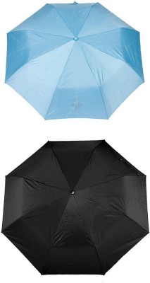 Bizarro.in 3 Fold Set of 2 Plain Office Men::Women_59 Umbrella(Blue)