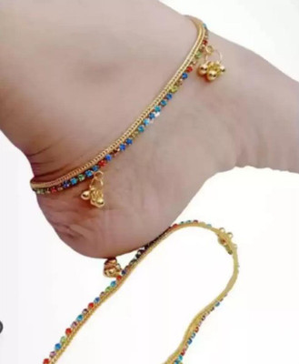 ABHRIK IMITATION Pair Of Gold Plated Alloy Anklet-110 Alloy Anklet(Pack of 2)