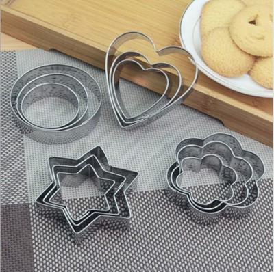 VT Global 12 Pieces Cookie Cutter Set | 4 Different Shapes, 3 Sizes, Stainless Steel Cookie Cutter(Pack of 4)