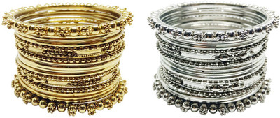 Chrishan Alloy Silver, Gold-plated Bangle Set(Pack of 2)