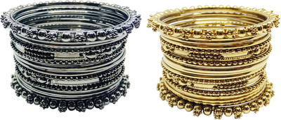 Chrishan Alloy Black Silver, Gold-plated Bangle Set(Pack of 2)