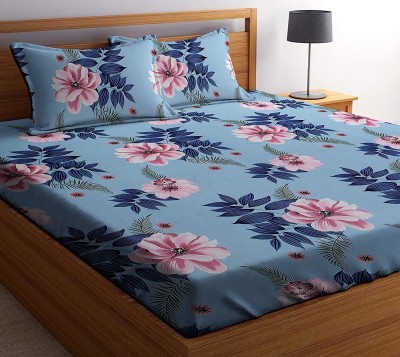 BEVI 240 TC Microfiber Double Floral Flat Bedsheet(Pack of 1, Multicolor)