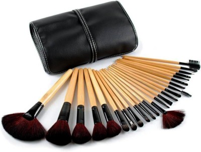 Qibest 24 Pcs Wooden Finish Makeup Brush Set(Pack of 24)