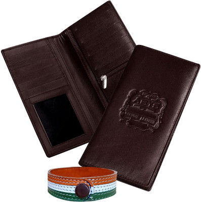 ABYS Wrist Bands Gift Hamper Unisex – Men’s Leather Wallet and Wrist Bands Combo Gift Set for Brother,Sister All Age Groups 15 Card Holder(Set of 2, Brown)