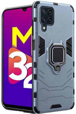 Flipkart SmartBuy Back Cover for Samsung Galaxy M32 4G 360° Rotating Kickstand Hybrid Mobile Case(Blue, Ring Case, Pack of: 1)