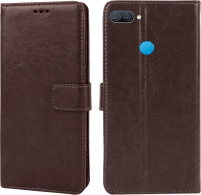 MG Star Flip Cover for Oppo A5s PU Leather Vintage Case with Card Holder and Magnetic Stand(Brown, Shock Proof, Pack of: 1)