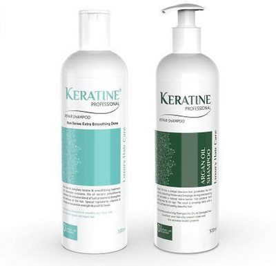 KERATINE PROFESSIONAL Keratin Smoothing Shampoo + Keratin Argon Shampoo Pack Of 2 Shampoo's (1000 ml)(2 Items in the set)