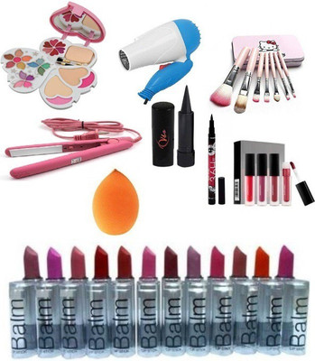 VBA Make-up Kit 24 shades 80133 & Professional Set of 9 Item Makeup Combo(9 Items in the set)