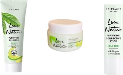 Oriflame Sweden Love Nature Tea Tree Purifying Gel Wash, Mattifying Face Lotion & Corrective stick(3 Items in the set)