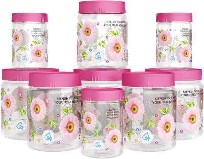 GPET Plastic Grocery Container  - 1500 ml, 1000 ml, 450 ml(Pack of 9, Pink)