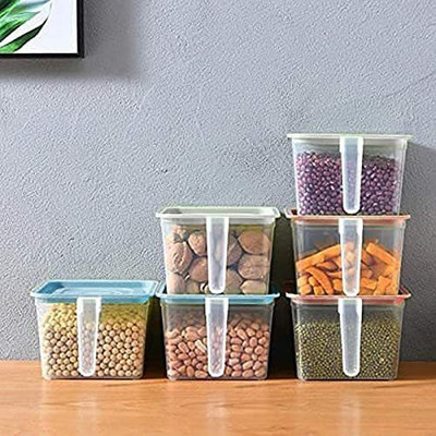 MOHAK Plastic Fridge Container  - 1600 ml(Pack of 6, Multicolor)